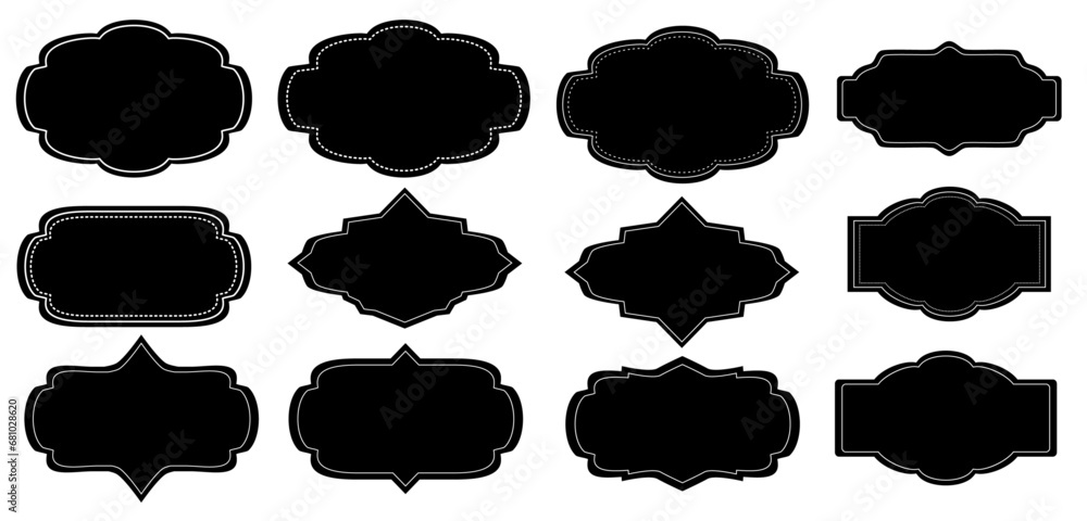 Set de etiquetas y pegatinas con estilo vintage y retro. Insignia de boda, pegatina de venta  o descuento, tarjeta de invitación. Conjunto de símbolos vectoriales
