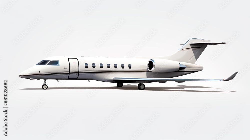 The airplane is flying isolated white background. Flat illustration