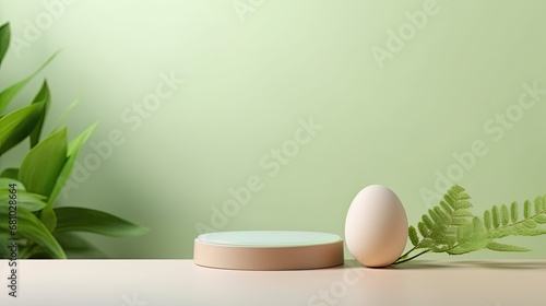 Table with Easter eggs, product display, Easter podium display 