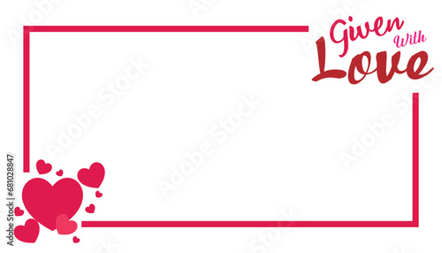 Valentine's day love frame with hearts. Vector illustration. Cute frame in pink color