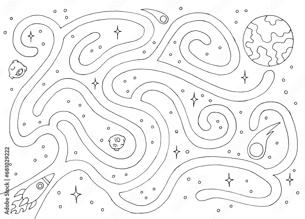 Space maze graphic black white sketch illustration vector Space maze graphic black white sketch illustration vector