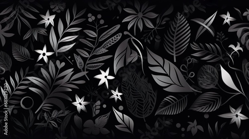 Abstract floral backdrop of monochrome flowers for spring or summer time. Banner background