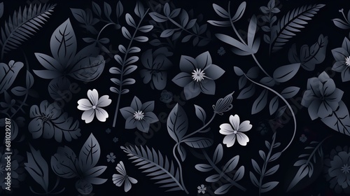 Abstract floral backdrop of monochrome flowers for spring or summer time. Banner background