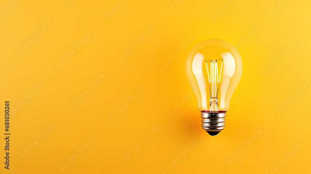 Lamp bulb against yellow background Lamp bulb against yellow background