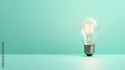 Lamp bulb against mint background 