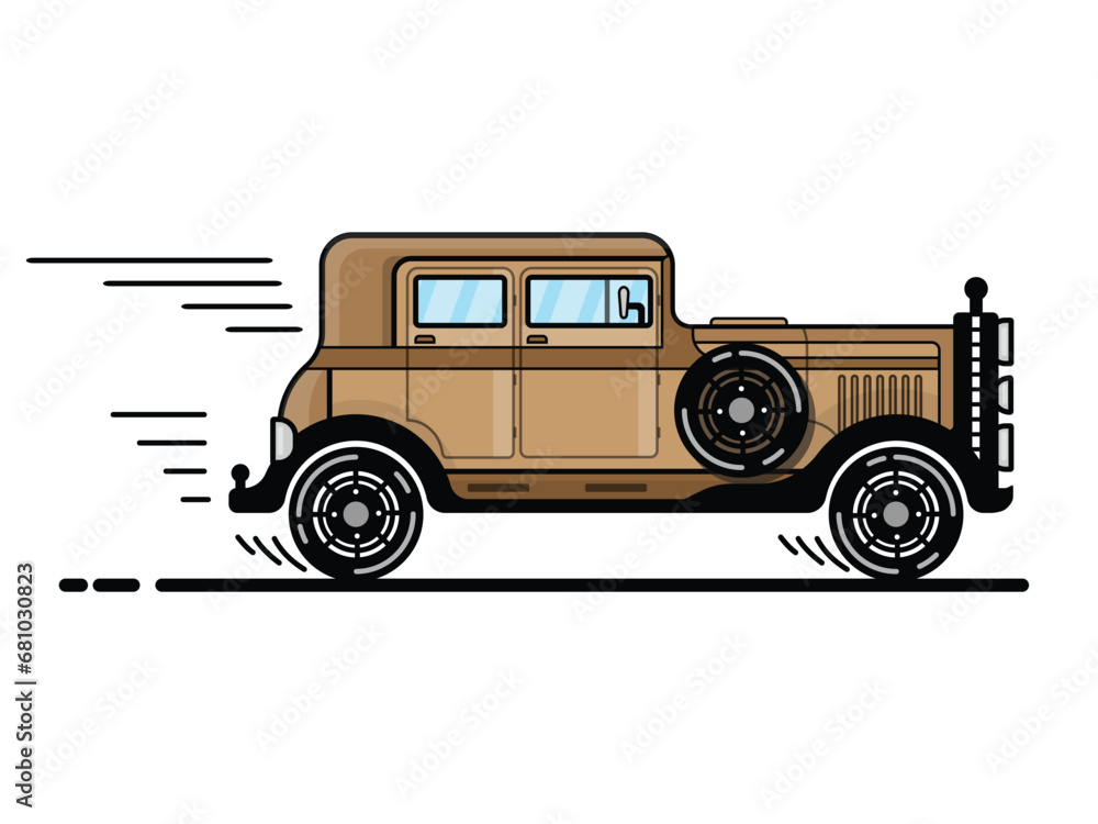 Classic old retro car flat design illustration
