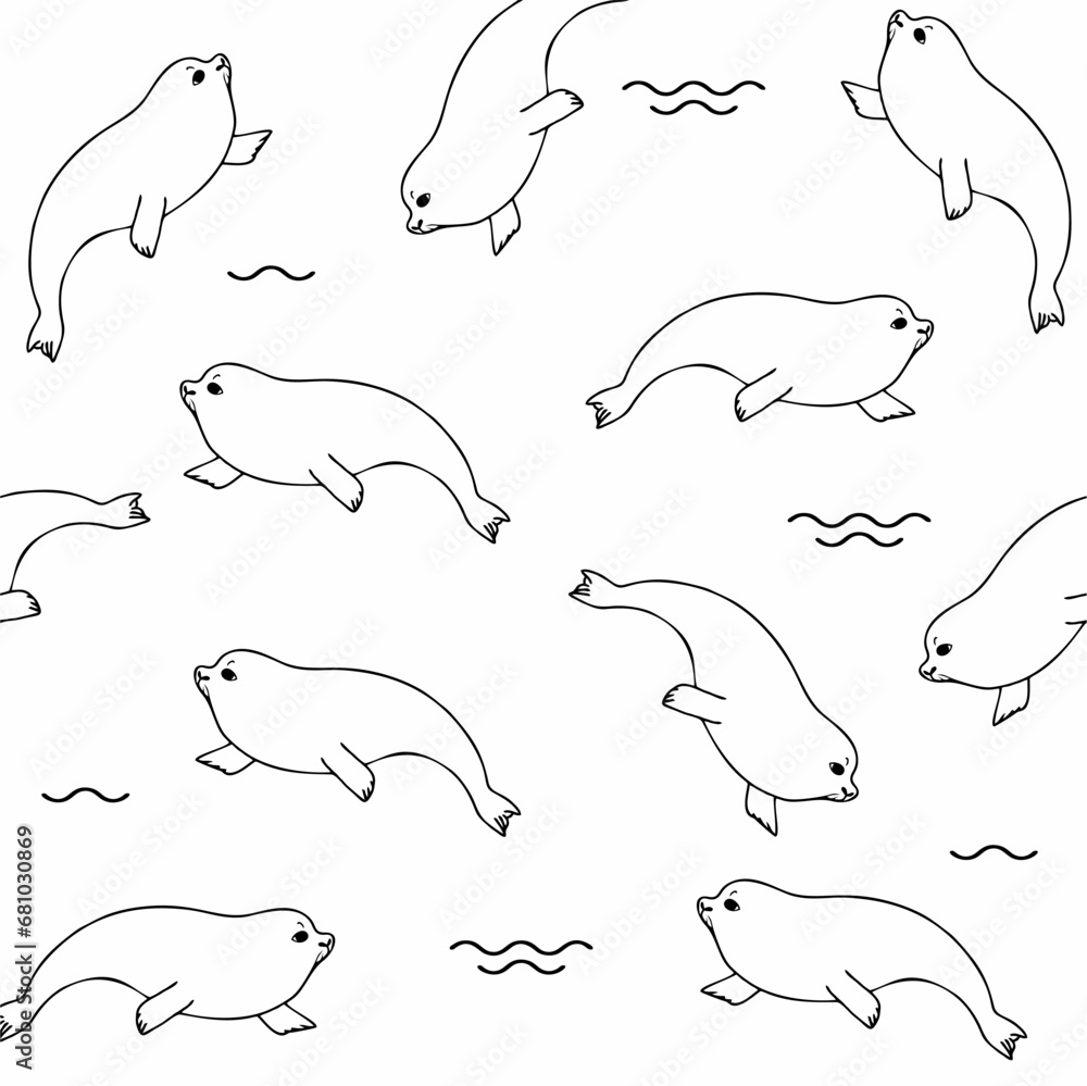Obraz premium Cute animals winter pattern