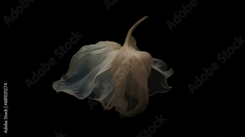  a close up of a flower on a black background with a blurry image of a flower on the bottom of the image and the bottom half of the flower.