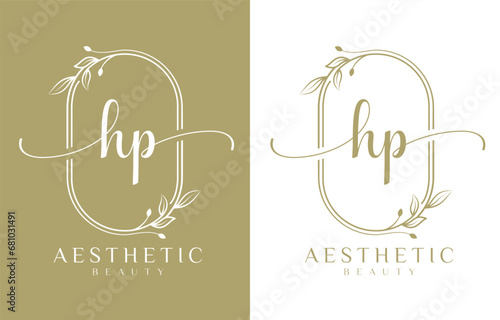 Letter HP Beauty Logo with Flourish Ornament