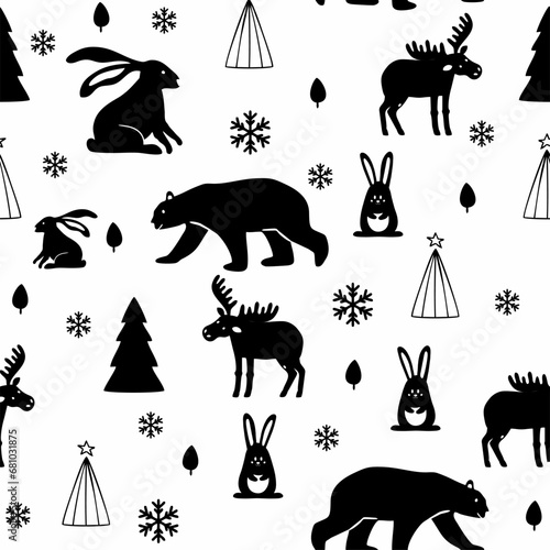 Cute animals winter pattern