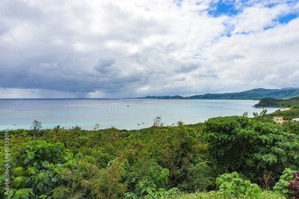 Lnadscape view from the Tamatorizaki observatory on Ishigaki Island in Okinawa Prefecture, Japan