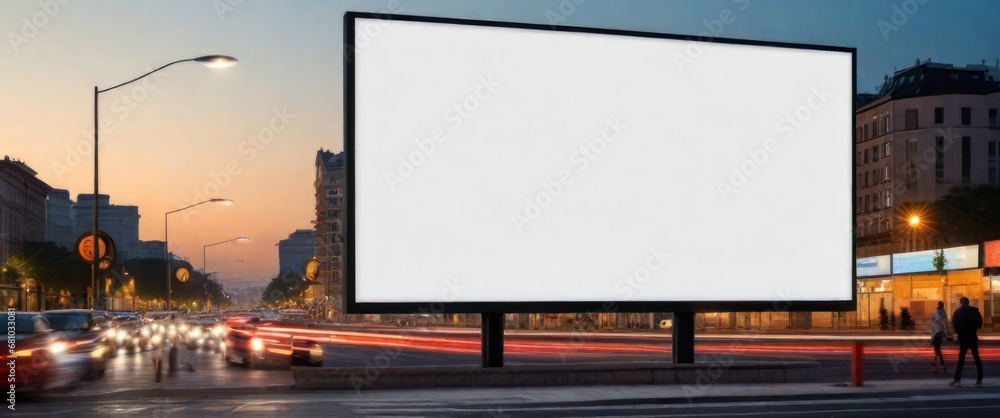 Billboard with blank white space Installed within the city Billboard with blank white space Installed within the city