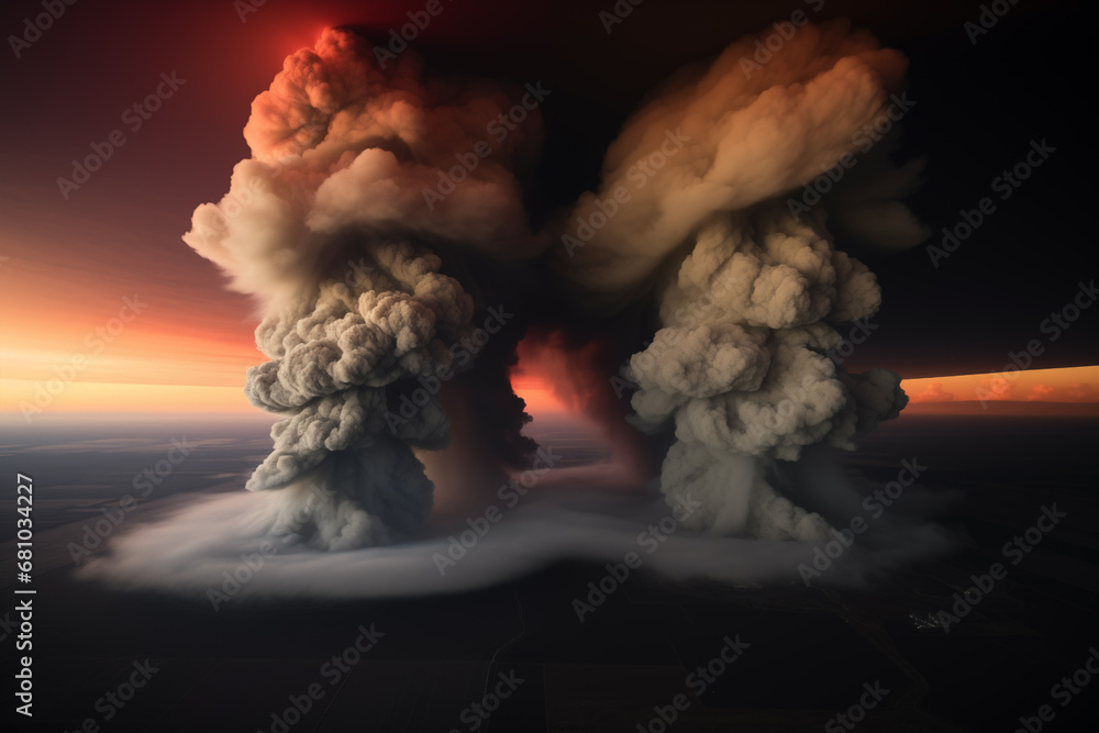 Atomic bomb realistic explosion aerophoto. High quality photo