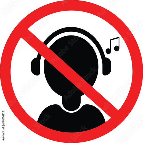 No headphones icon on white backgtound .illustration  photo