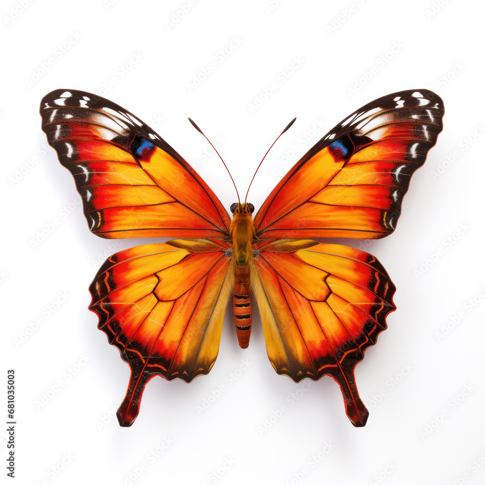 Bright Orange Butterfly Isolated on Clean White Background Bright Orange Butterfly Isolated on Clean White Background