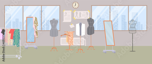 Empty tailor room design interior vector illustration