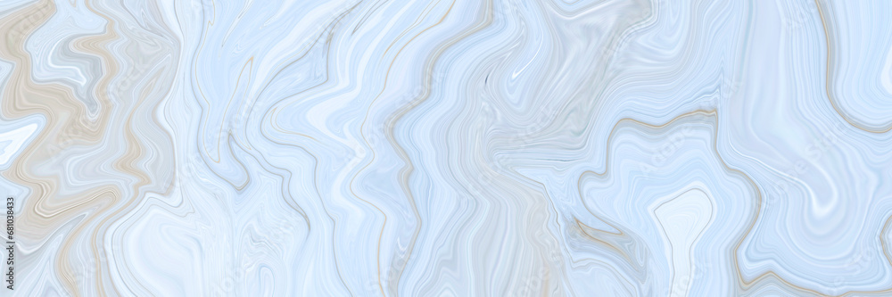 Marble rock texture blue ink pattern liquid swirl paint white dark that is Illustration panorama background for do ceramic counter tile silver gray that is abstract waves skin wall luxurious art ideas - obrazy, fototapety, plakaty 