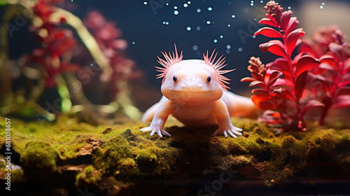 the unique axolotl swims gracefully, a captivating marvel photo