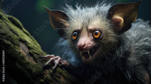 the aye-aye in its habitat, an enigmatic presence in nature's realm © Valeriia