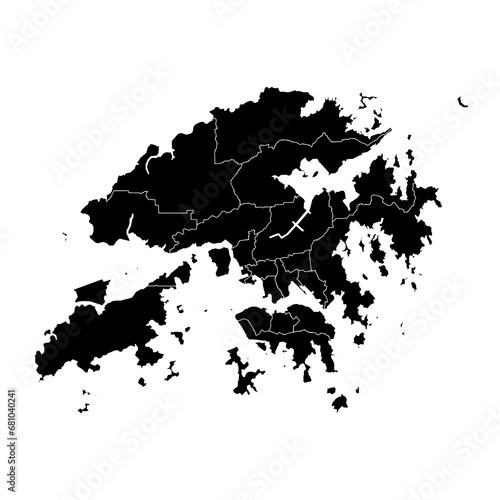 Hong Kong map with administrative divisions. Vector illustration.