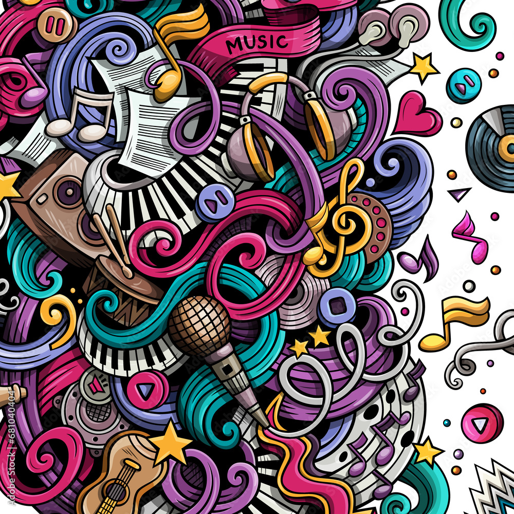 Music detailed cartoon border illustration Music detailed cartoon border illustration