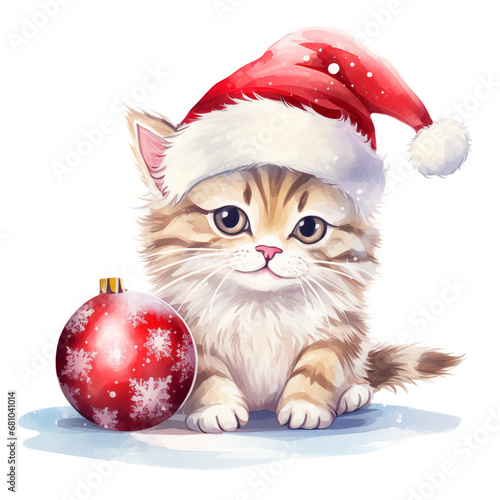 kitten with christmas ball