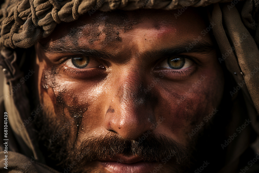 Man face in destroyed city Palestine Israel war concept generative ai Man face in destroyed city Palestine Israel war concept generative ai