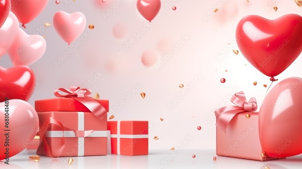 Abstract background Scene for cosmetic Product and Package Presentation, romantic gifts and balloons