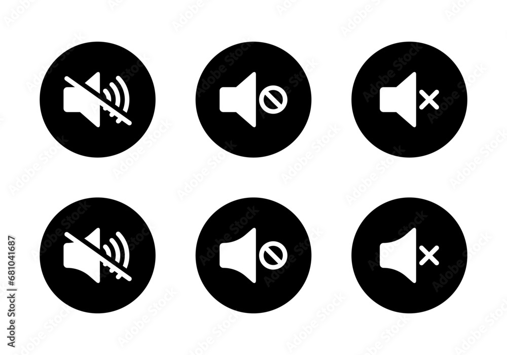 No sound, mute speaker icon vector in black circle No sound, mute speaker icon vector in black circle