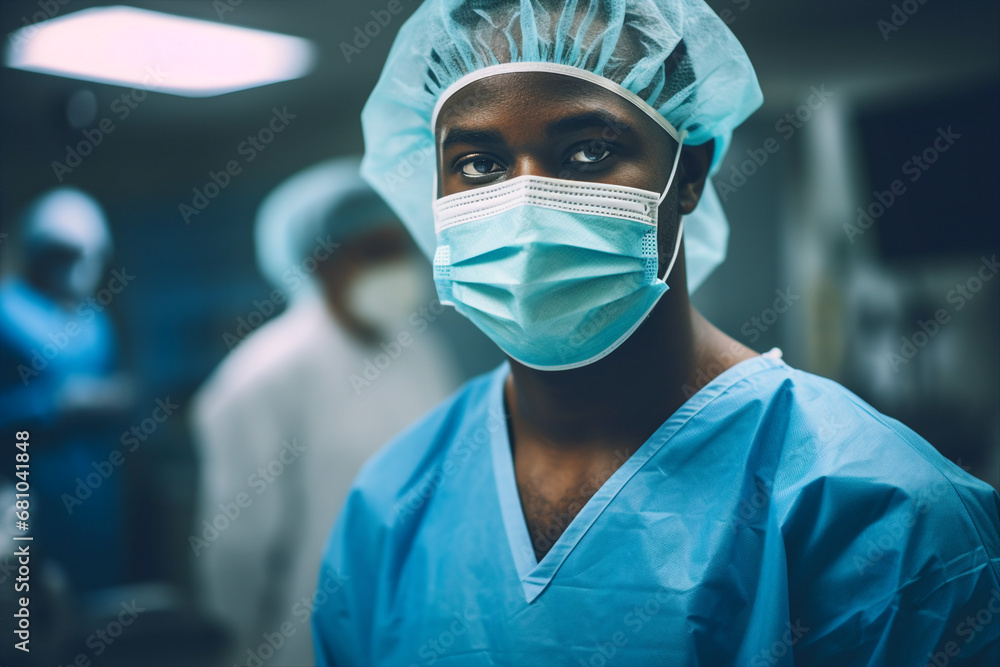 Generative AI portrait of young experienced doc medicine worker viral operation room clinic Generative AI portrait of young experienced doc medicine worker viral operation room clinic