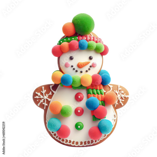 Christmas gingerbread snowman cookie.
