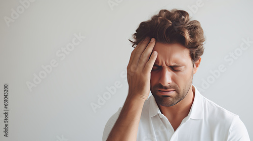 A Man headache with Stress, disorder Stroke awareness day  . photo