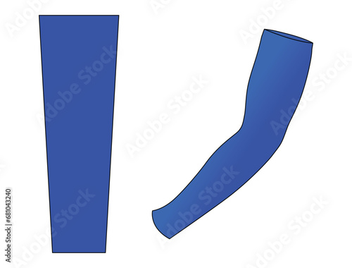 Blue UV Protection Arm Sleeve Template On White Background, Vector File