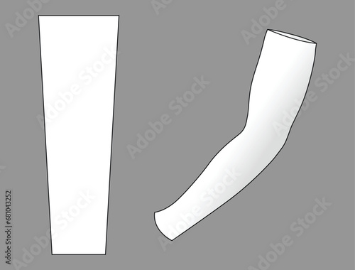 White UV Protection Arm Sleeve Template on Gray Background, Vector File