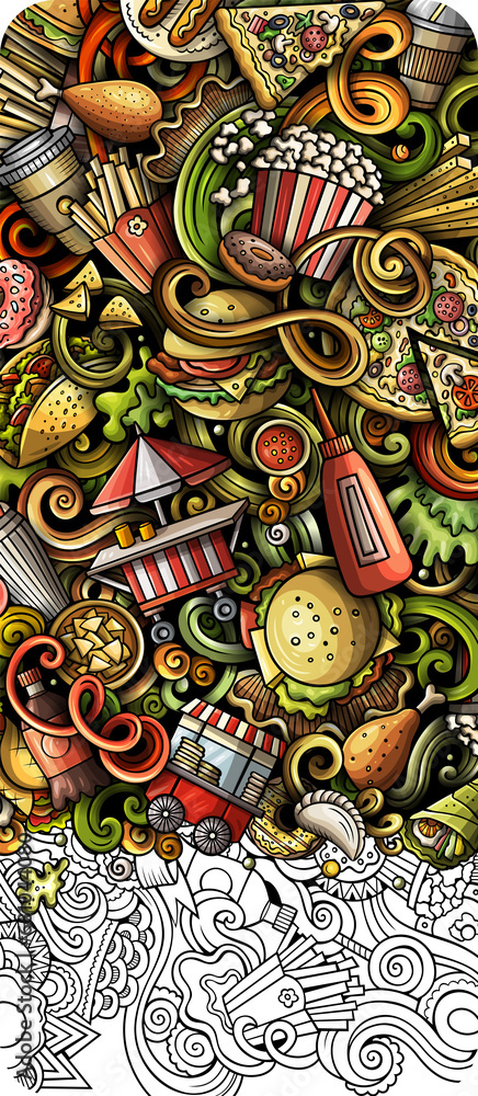 Fastfood detailed cartoon illustration Fastfood detailed cartoon illustration