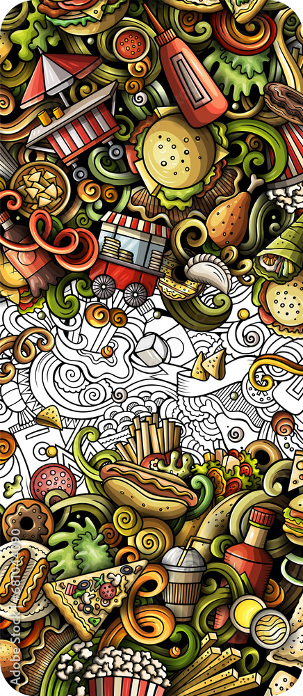 Fastfood detailed cartoon illustration Fastfood detailed cartoon illustration