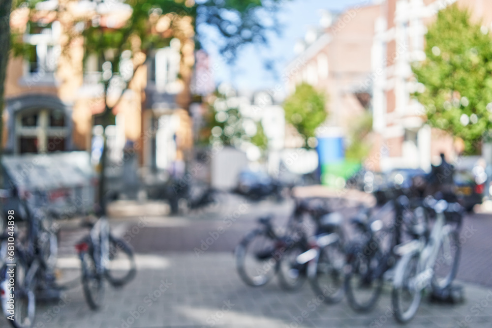 Blurred background of bike parking