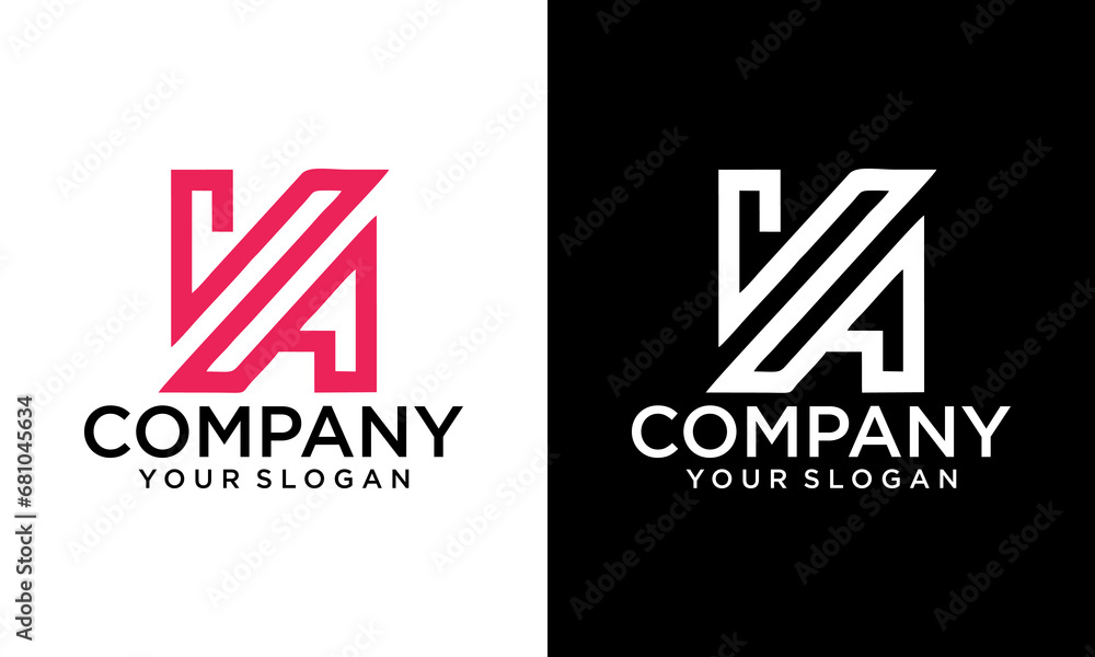 Alphabet letters Initials Monogram logo VA, AV, V and A Alphabet letters Initials Monogram logo VA, AV, V and A