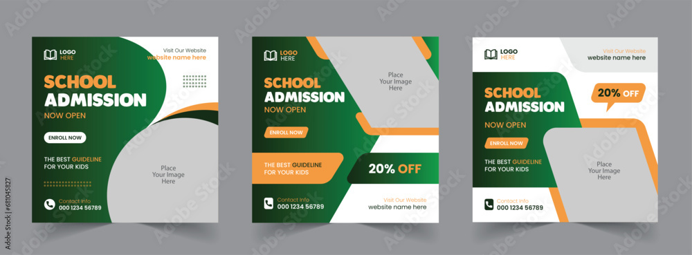School Admission Social Media Post and Back to School Educational Web Banner Template design School Admission Social Media Post and Back to School Educational Web Banner Template design