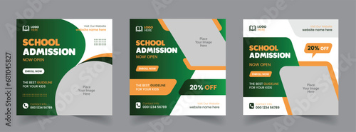 School Admission Social Media Post and Back to School Educational Web Banner Template design