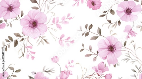 Abstract illustration of large  pink flowers in watercolor technique on white background. Print for printing