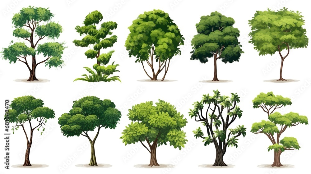 Big set of 3D Green Trees Isolated on white background , Use for ...