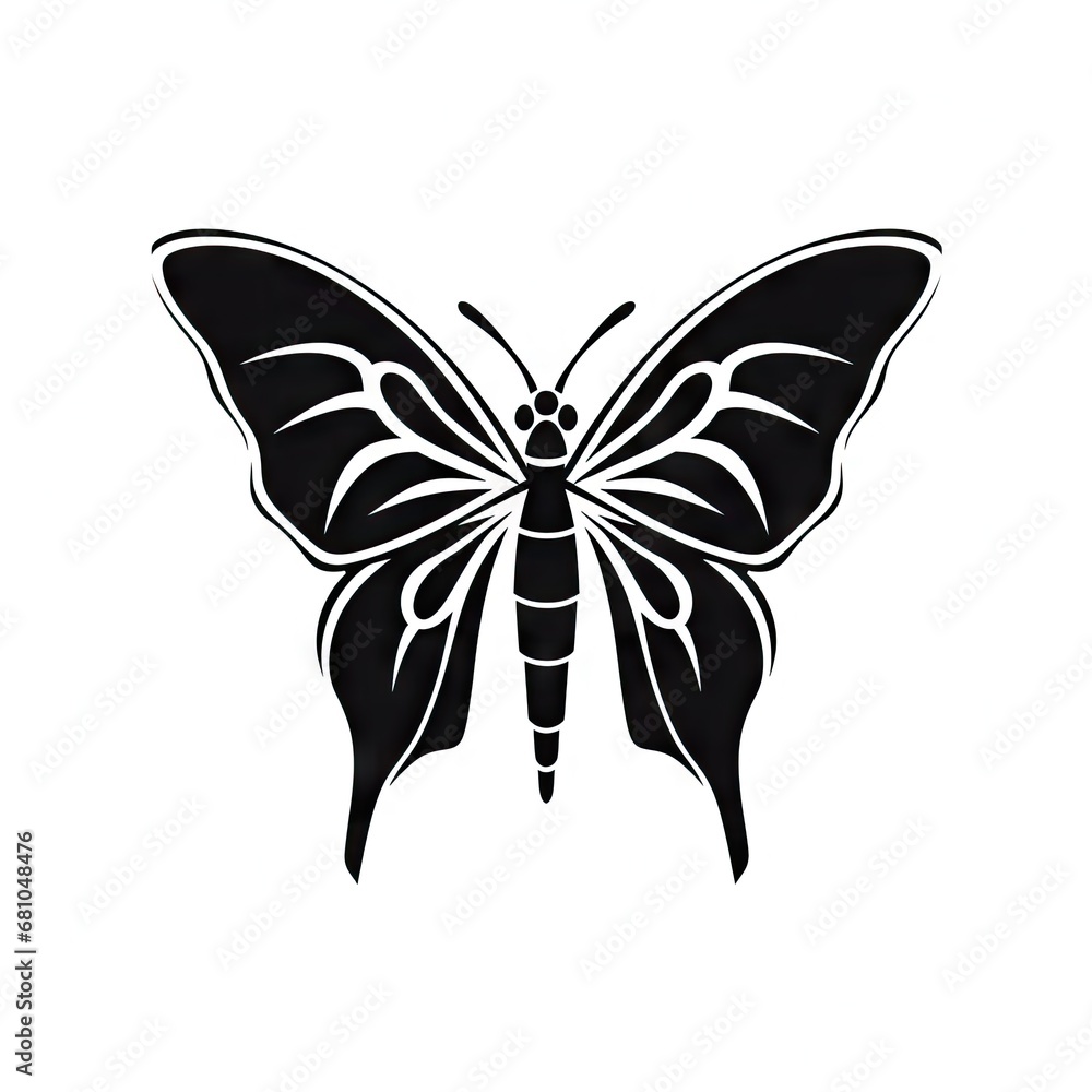 Fototapeta premium Butterfly Icon, Moth Symbol, Flying Insect Silhouette, Minimal Butterflies Wings Pictogram