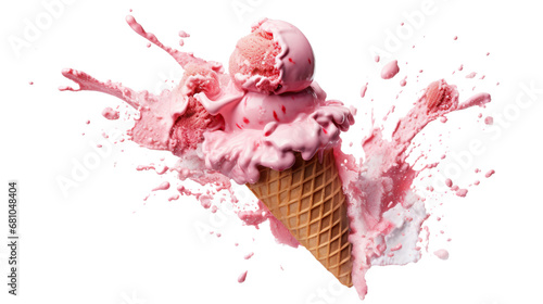 Delicious ice cream explosion, cut out photo