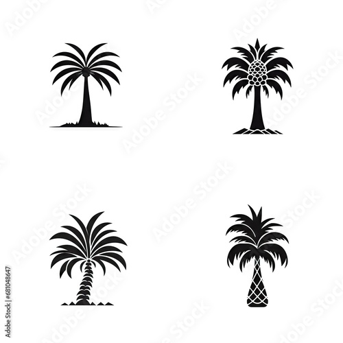 Palm Tree Icon  Coconut Trees Symbol  Tropical Plant  Palm Tree Silhouette  Generative AI Illustration