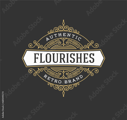 Vintage Flourishes Frame Banner Label
