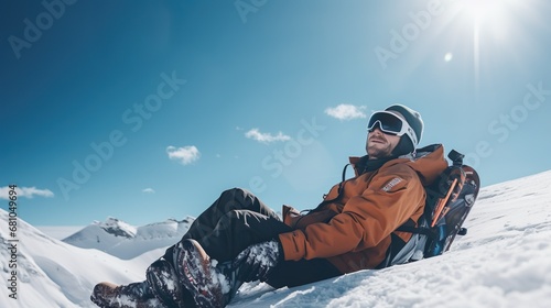 Realistic snowboarding man on white background. The snowboarder man doing a trick. Carving.