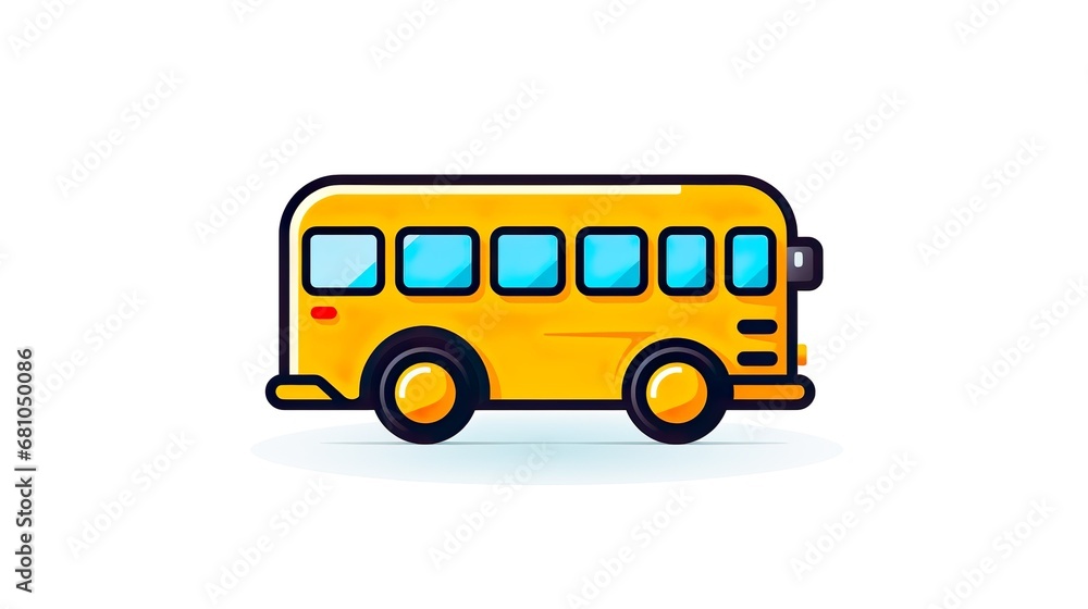 set of funny cartoon yellow school bus 3d character