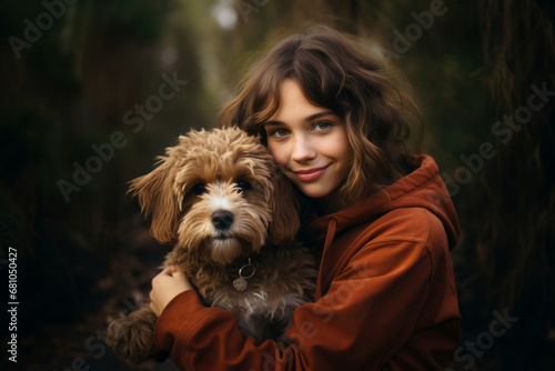 Young woman with his favorite pet dog