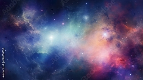 Universe of neon colors. Colorful universe with colors merging. Stars, nebulae, star dust, smoke... Creative, magical and high quality universe.